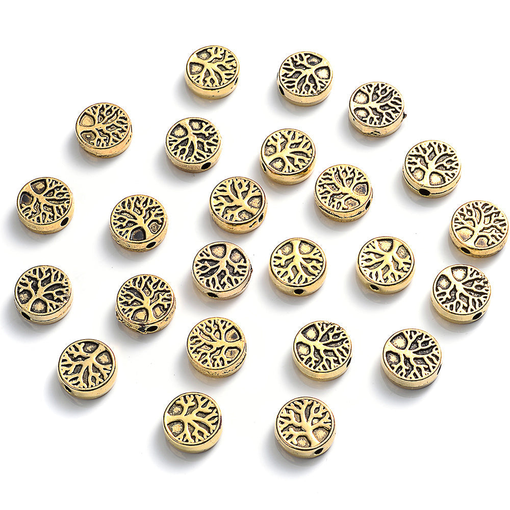 30pcs 9mm Tree of Life Charm Small Hole Beads