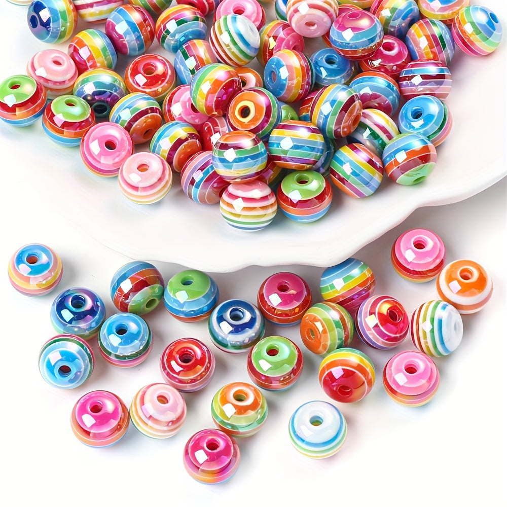 Rainbow Striped Resin Beads