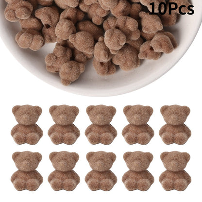 Flocked Bear Resin Beads