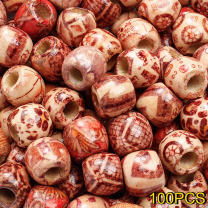 50/100-Piece Tribal Style Multicolor Wooden Spacer Beads