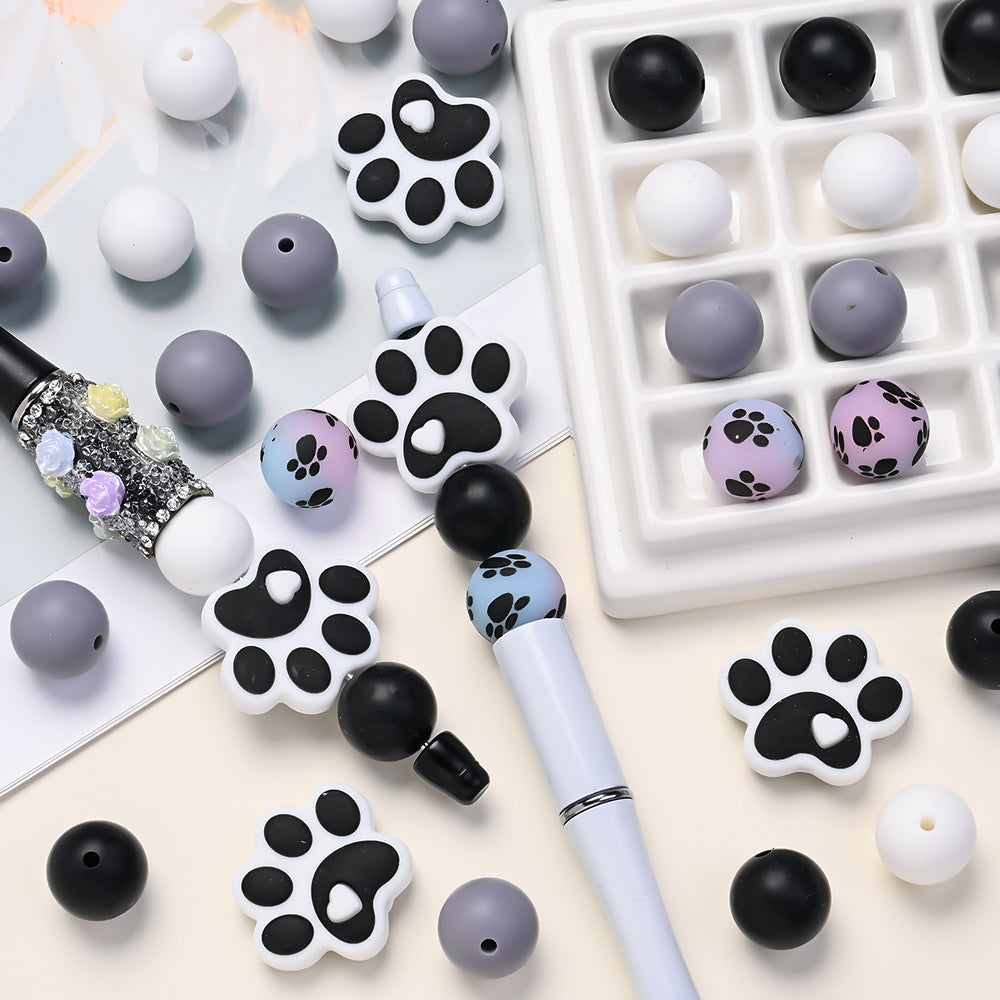 40PCS Paw Shape Silicone Bead Set
