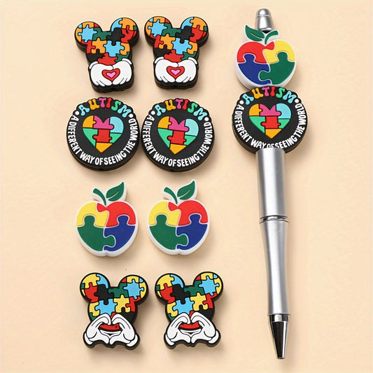 Multicolor Puzzle Silicone Focal Beads