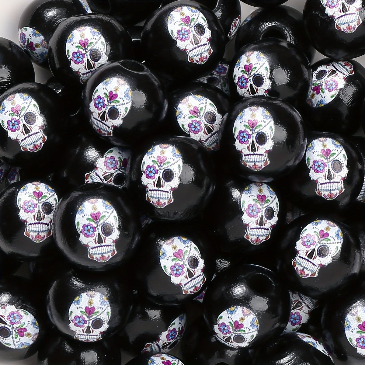 Halloween Skull Wooden Spacer Beads