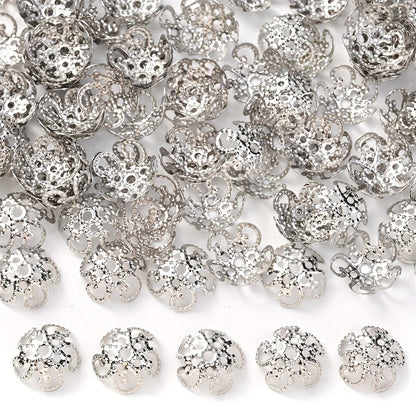 100PCS 9mm Flower Circle Metal-Plated Bead Cap Set