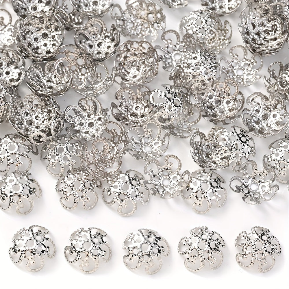 100PCS 8mm Flower Circle Metal-Plated Bead Cap Set