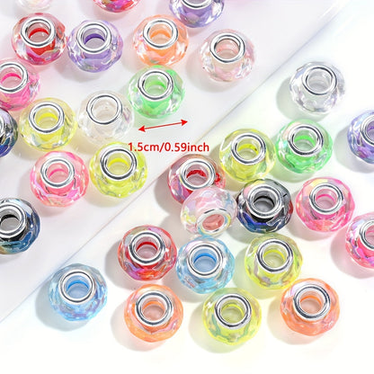 20PCS 15mm AB Highlight Clear Acrylic Wheel Beads