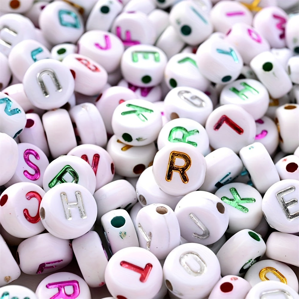 100PCS 4×7mm Heart-Shaped A-Z Letter Acrylic Bead Set