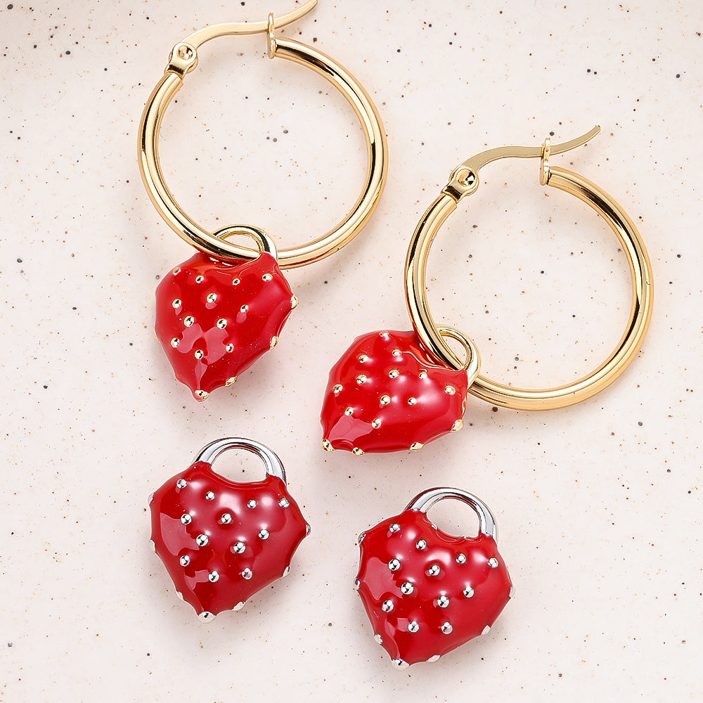Heart Strawberry Alloy Charms