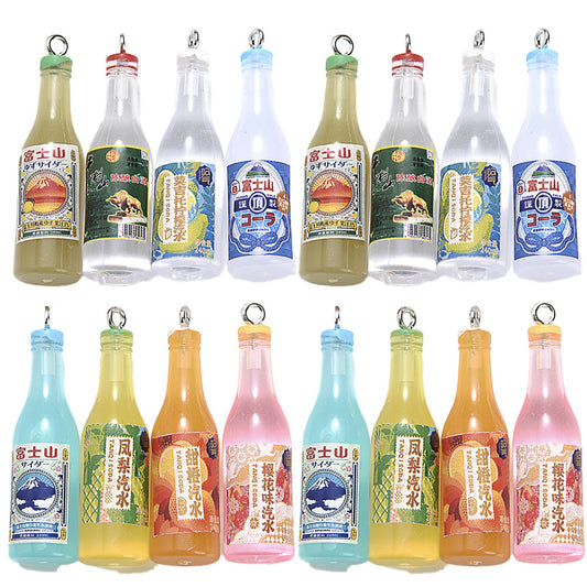 10PCS Multicolor Mini Drink Bottle Charm Set