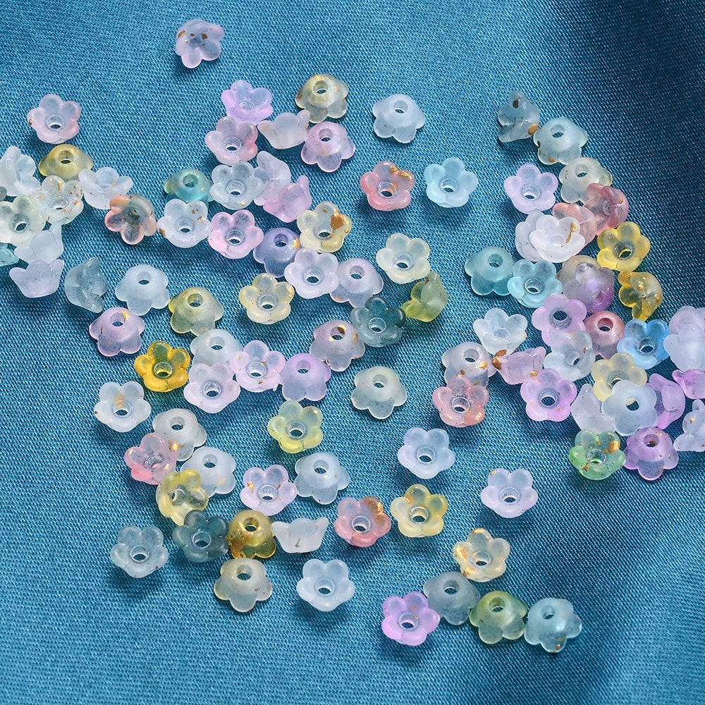Vintage Bell Flower Base and Glass Bead Set