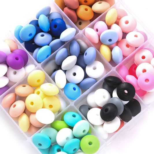 4 Colors Mix Flat Round Silicone Spacer Beads