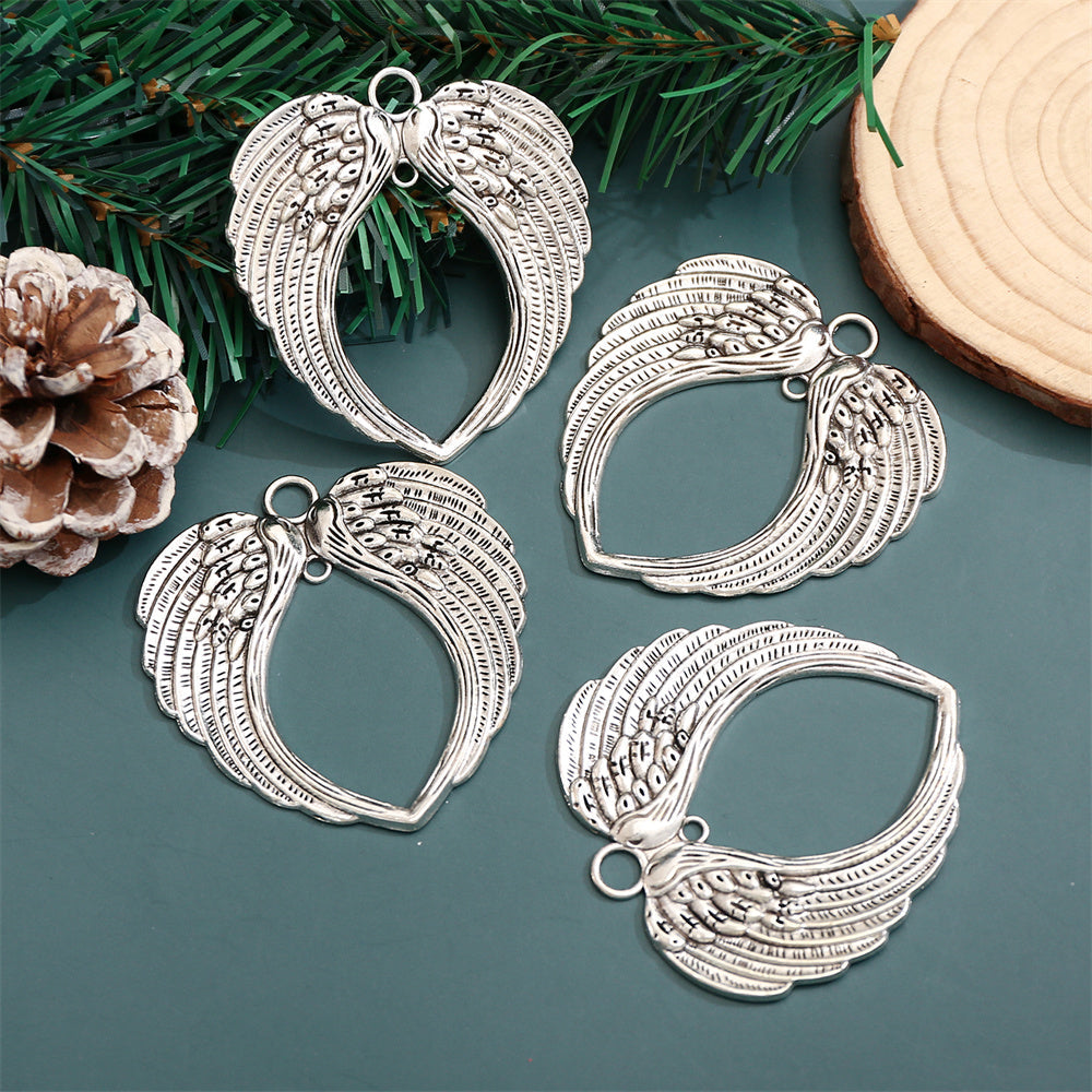 Christmas Silver-Tone Angel Wing Pendant Charms