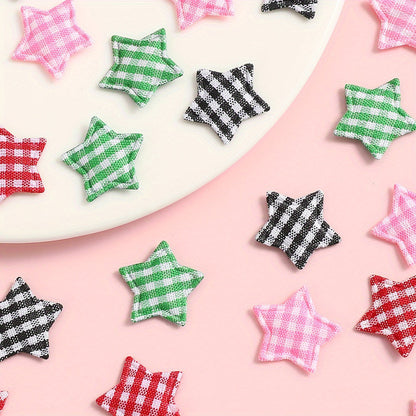 Plaid Star Embroidered Patches