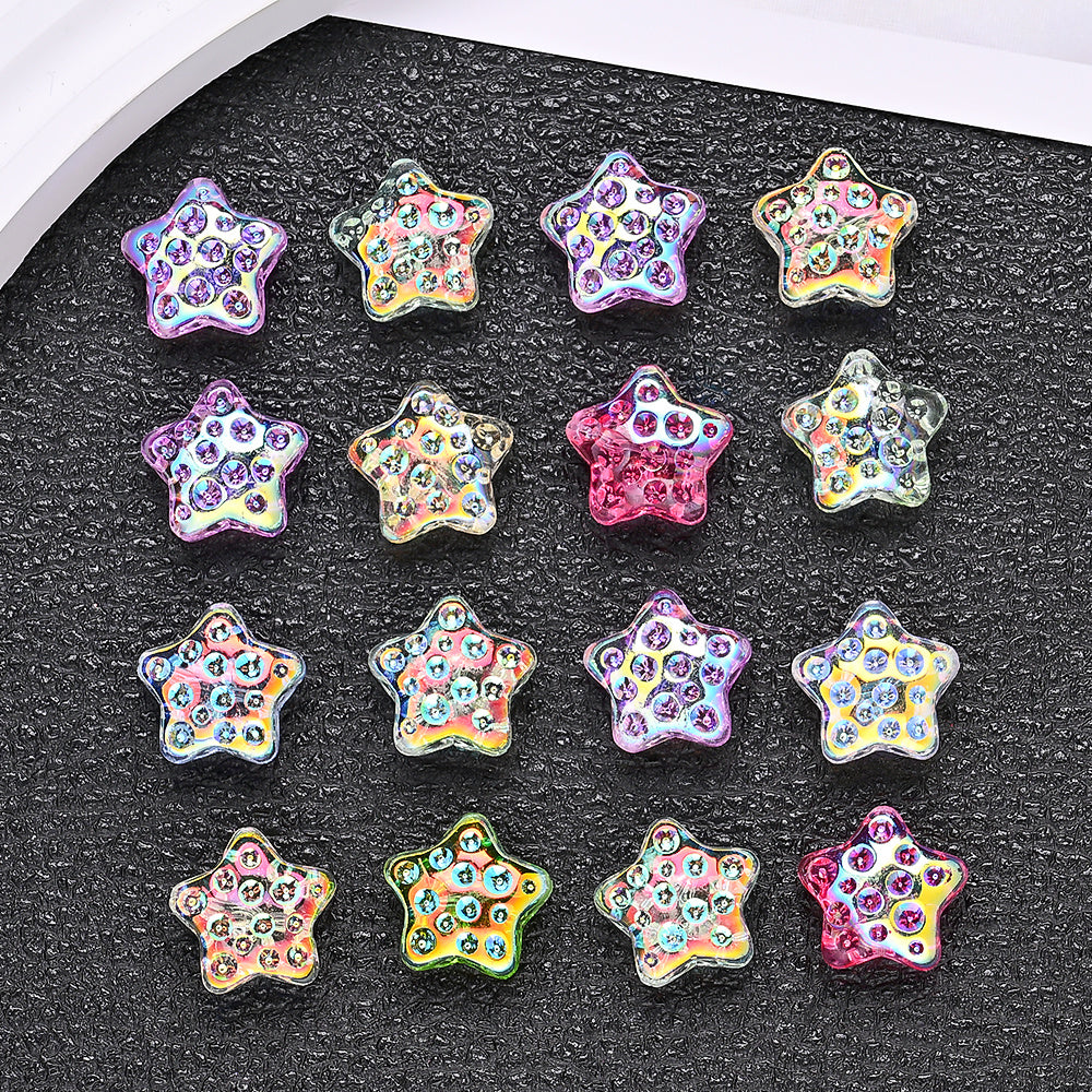 10PCS 18mm AB Shimmer Star Glass Bead Set
