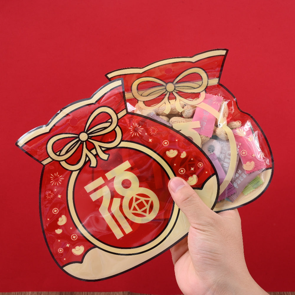 10-Piece 17.5x18.5 cm Red OPP Blessing Ziplock Gift Bags