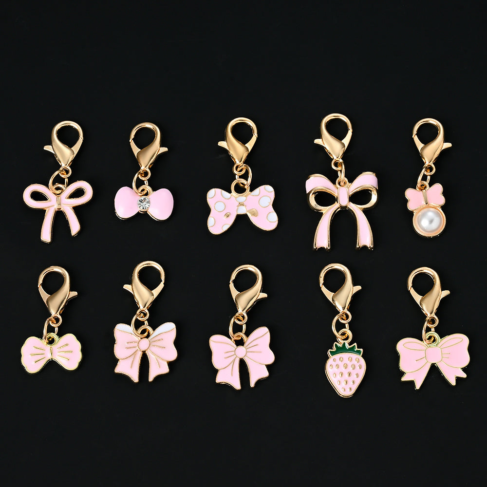 Pink Bow Enamel Pendant Charms