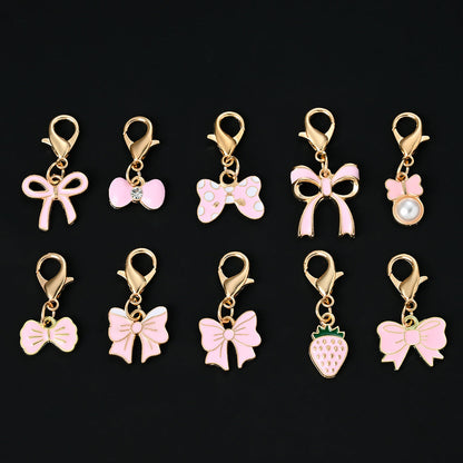 Pink Bow Enamel Pendant Charms