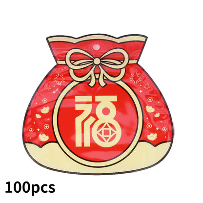 10-Piece 17.5x18.5 cm Red OPP Blessing Ziplock Gift Bags