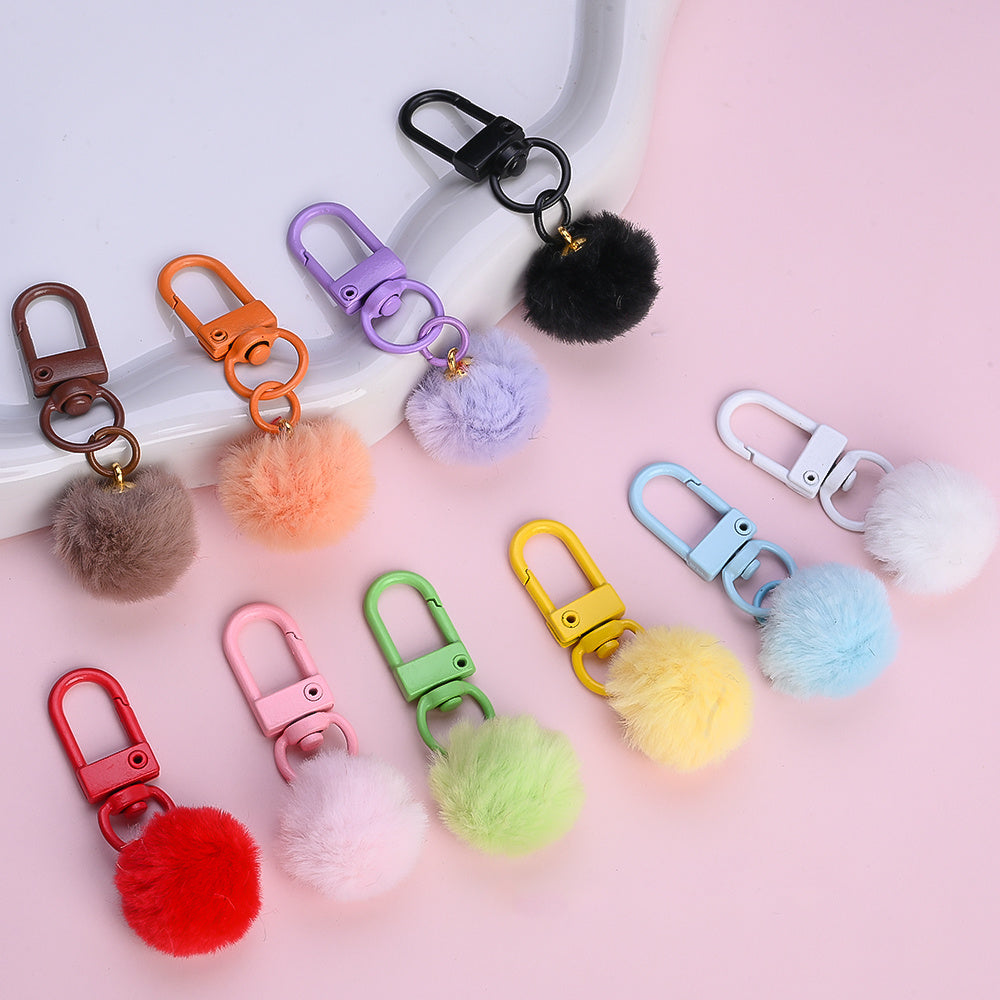 5.5x2 cm Alloy Ribbon Pom-Pom Keychain Charms
