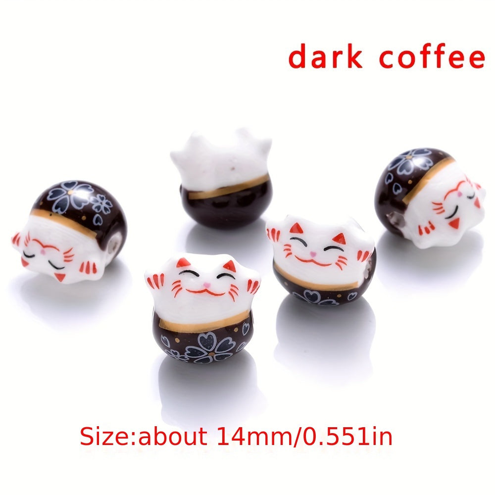 Mixed Lucky Cat Ceramic Beads