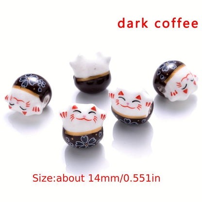 Mixed Lucky Cat Ceramic Beads