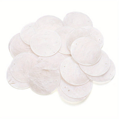 5 cm Large Round Natural Seashell Double-Hole Pendants