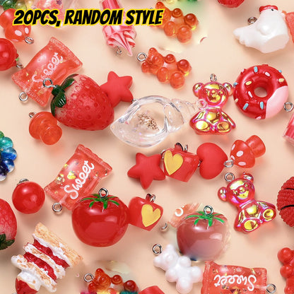 20-Piece Random Fruit, Animal & Flower Resin Charms