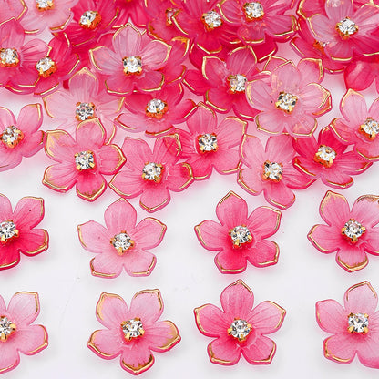 Gradient Five-Petal Flower Acrylic Beads