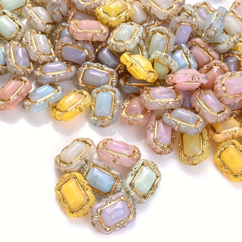 Fine Glitter Rectangle Acrylic Beads