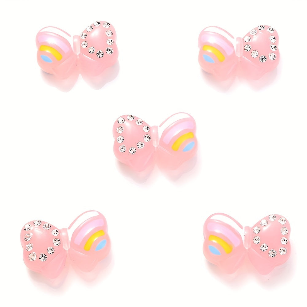5PCS 16×24mm Luminous Bow Acrylic Bead Set
