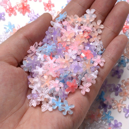100PCS Multicolor Cherry Blossom Acrylic Bead Set