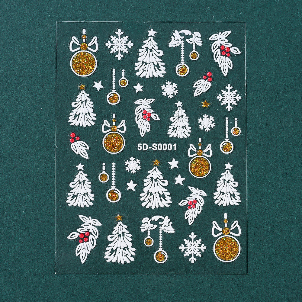Christmas 5D Embossed Nail Art Stickers