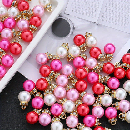 Pink Artificial Pearl Round Pendants