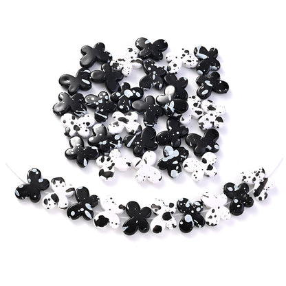 Black White Spotted Butterfly Acrylic Spacer Beads