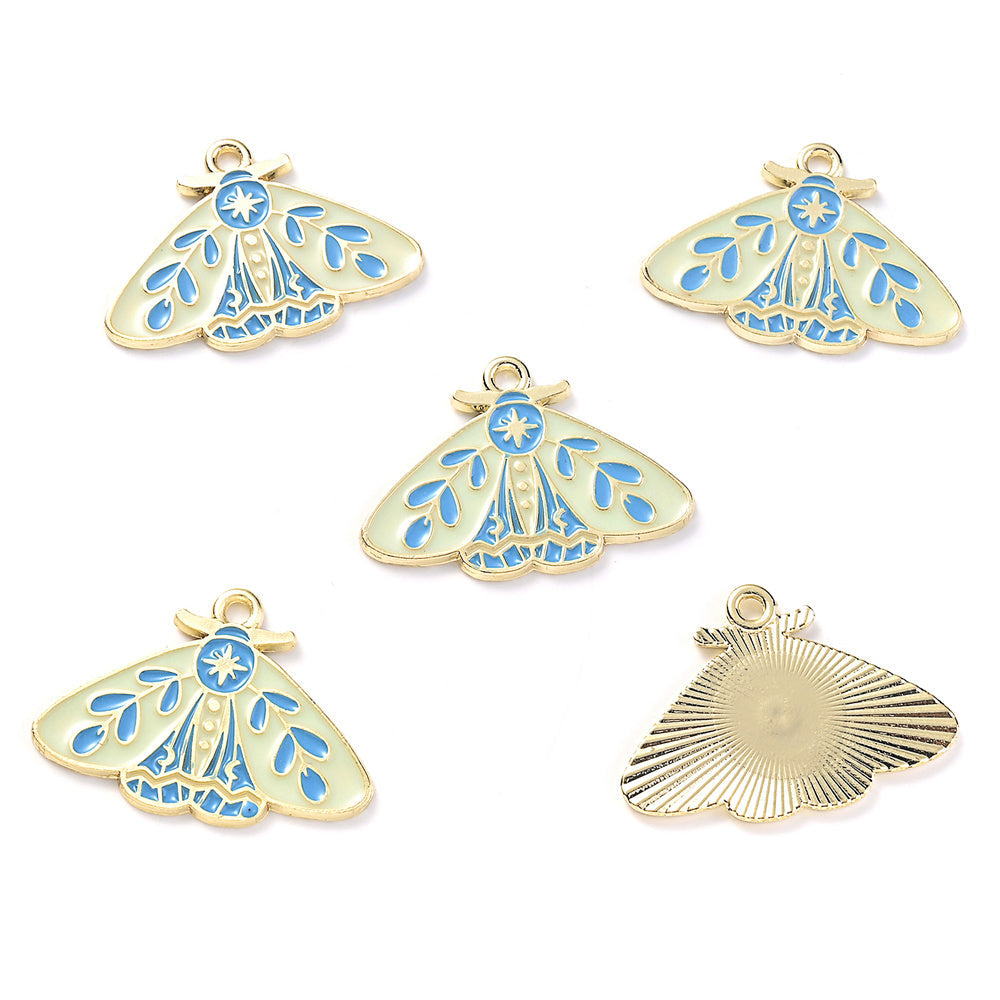Colorful Alloy Moth and Butterfly Pendant Charms