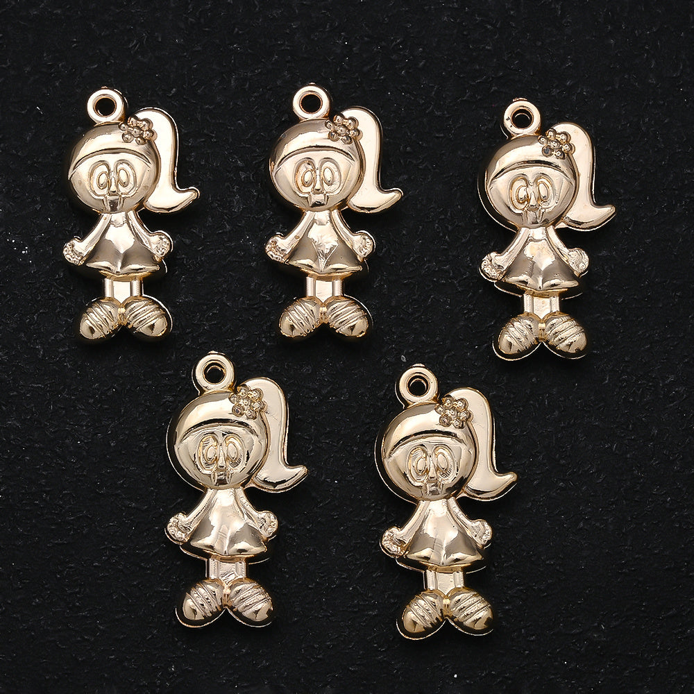 20PCS Gold & Silver CCB 3D Cartoon Boy & Girl Pendants