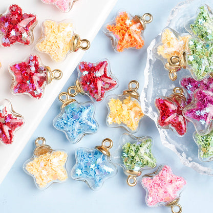 Sparkling Star Glass Pendant Charms