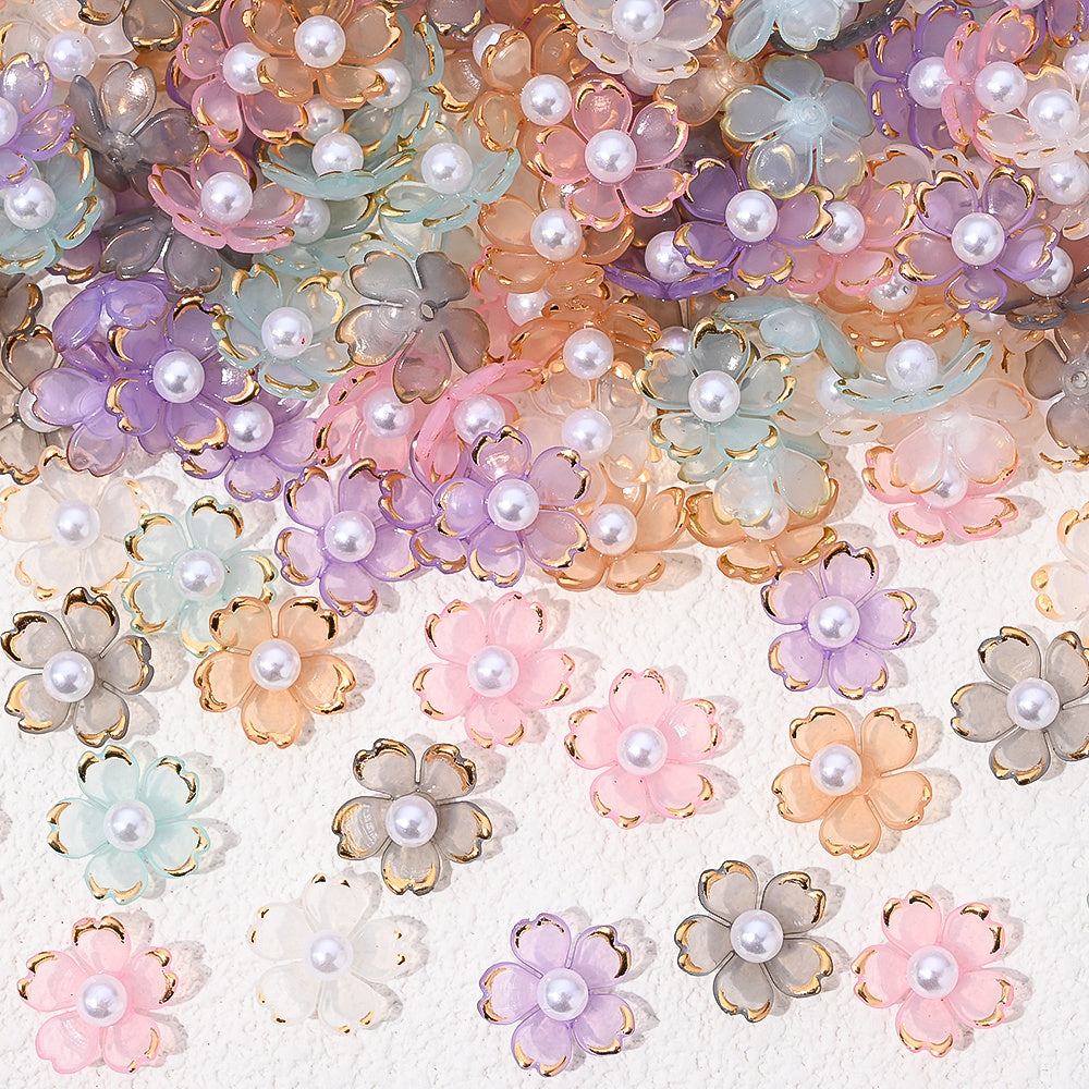 Colorful Cherry Blossom Acrylic Beads