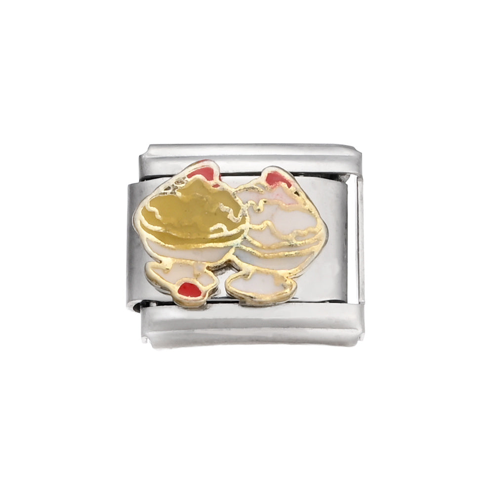 9x10 mm Stainless Steel Birthday Cake Bear Module Charm