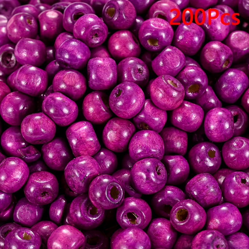 200PCS 5×6mm Rainbow Irregular Round Wood Beads