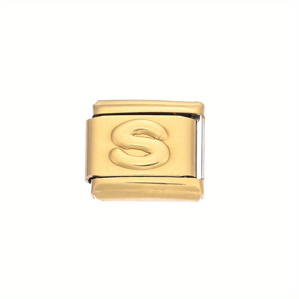 Golden Alphabet Alloy Bracelet Module