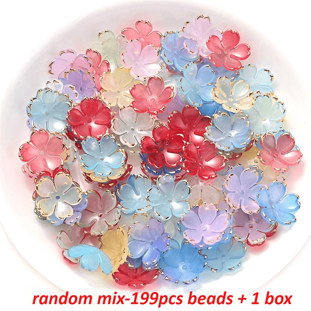 200PCS 19mm Colorful Five-Petal Flower Acrylic Beads