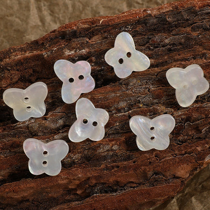20PCS White AB Butterfly Resin Double-Hole Buttons