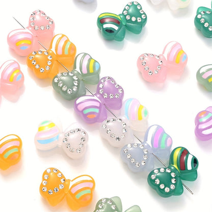5PCS 16×24mm Luminous Bow Acrylic Bead Set