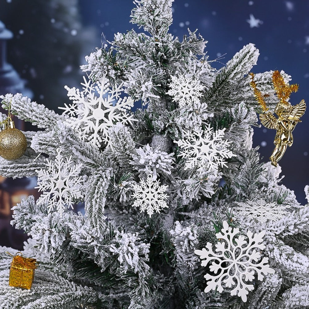 White Glitter Snowflake Hanging Ornaments