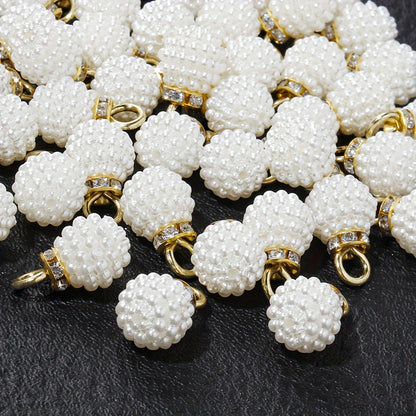 10/20PCS 10/12mm White Glossy Bayberry Acrylic Pendant Set