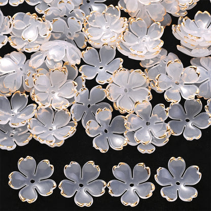 200PCS 19mm Colorful Five-Petal Flower Acrylic Beads