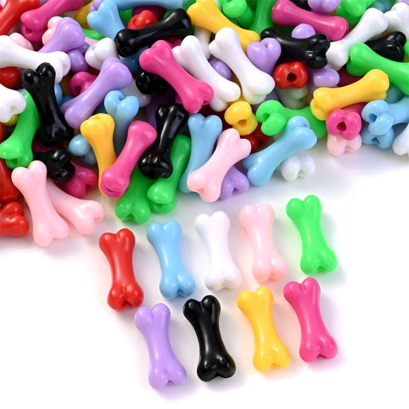 50pcs/set 9x20mm Colorful Bone-Shaped Acrylic Beads