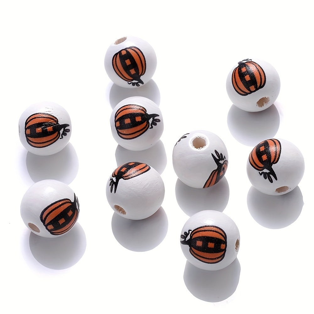 Halloween Bat Pumpkin Witch Hat Wooden Spacer Beads
