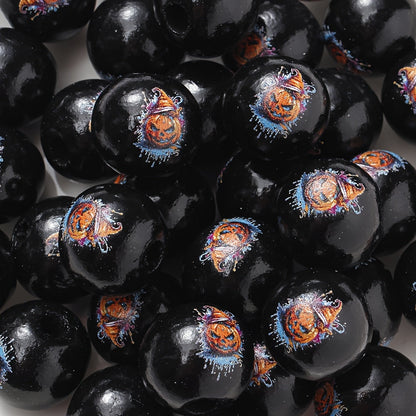 Halloween Witch Pumpkin Wooden Spacer Beads